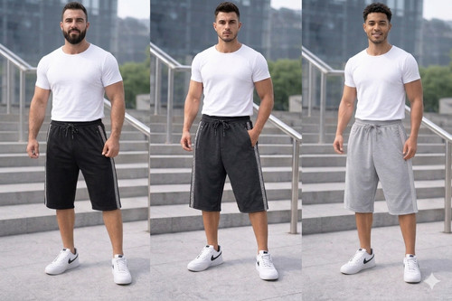 Mens fleece shorts - mens, three