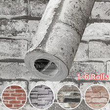 3D Effect Brick Wallpaper Rustic Realistic Gray Brick Wall Paper for Livingroom