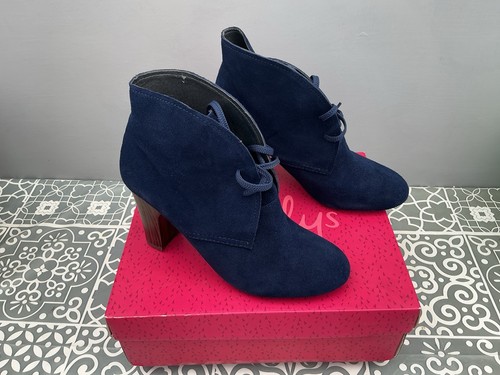 Navy blue suede ankle boots - ankle,