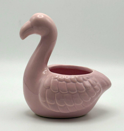 Pink ceramic swan planter - ceramic,