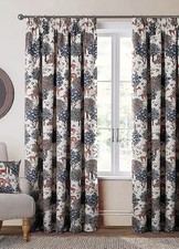 Home Curtains Chatsworth Printed Velour Lined Pair of Pencil Pleat Curtains
