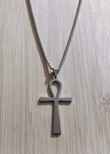 Stainless steel egyptian ankh cross pendant on 50cm chain 