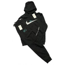 Nike Full Tracksuit Mens Fleece Standard Issue Athletic Black Pullover Cargo Set