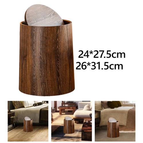 Wood grain trash bin - wood,