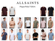 AllSaints Mens Reform Polo TShirt Designer SS Tee Summer Top All Saints Pique T