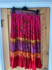 Hippy Boho Gypsy Indian Skirt Pink Purple Orange Multicolour Drawstring One Size