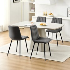4X Velvet Dining Chairs Metal