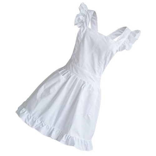 Ruffled maid apron - apron, cotton