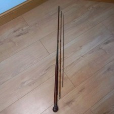 Vintage 9ft Bamboo Cane Fishing Rod 3 Piece w/ Wooden Handle