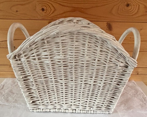 Vintage white wicker magazine - vintage,