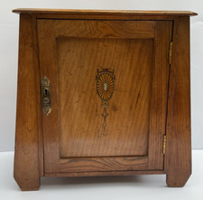 Edwardian oak tobacco cabinet / smoker's/pipe cabinet 34cm high