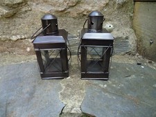 2 X  Ships Lamp Rectangular Metal Lantern - Port Masthead Garden Tea Light