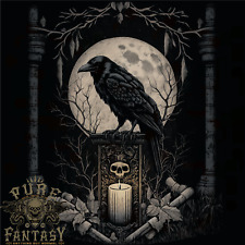 Moon & Crow Gothic Goth Vikings Skull Raven Mens T-Shirt 100% Cotton