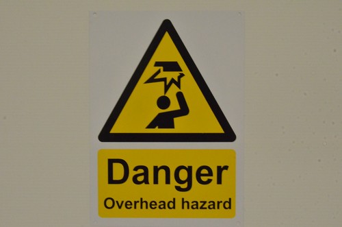 Danger overhead hazard - hazard, sign