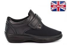 Womens Wide Fit Shoes Ladies Extra Wide Shoes Leather Touch Fastening (EEE Fit)