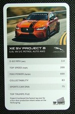 1 x info card Jaguar car XE SV Project 8 – 5.0L V8 S/C Petrol Auto Awd J30