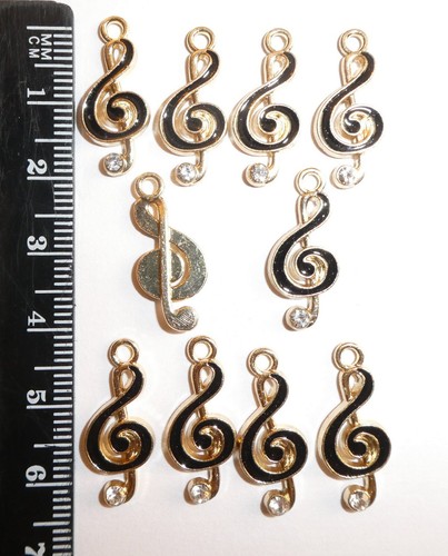 Treble clef enamel charms - 10,