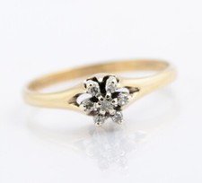 Vintage 9ct Gold & Natural Diamond Crown Head Ring Hallmarked 1983 Size M