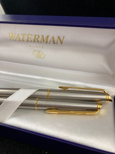Vintage waterman pen set steel - vintage,