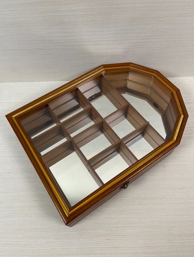 Vintage smc wood glass curio - smc,