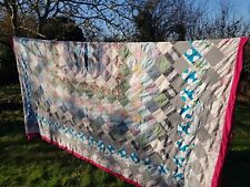 King Size Patchwork Bed Spread, Hand Stitched Quilt