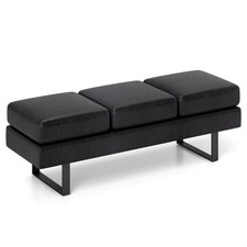 COSTWAY Waiting Room Bench Seating Long Bench w/ Metal Frame Leg-Black
