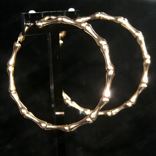 Clip bamboo hoop earrings - on,