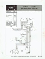 JAMES CAPTAIN 200cc AUG '59- ORIGINAL WIPAC WIRING DIAGRAM / PARTS LIST BULLETIN