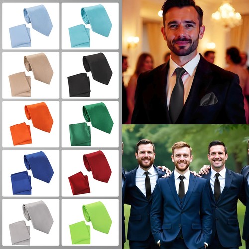 Mens tie handkerchief plain - handkerchief,