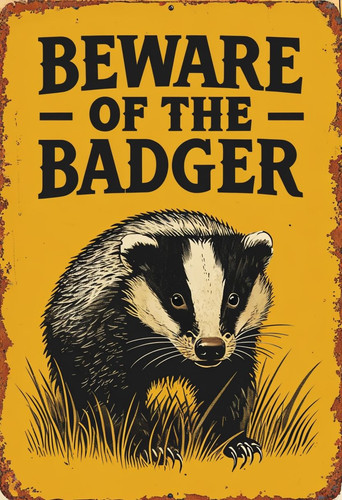 Beware badger metal sign - badger,