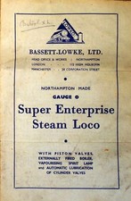 Bassett-Lowke Super Enterprise loco - facsimile operating instruction leaflet
