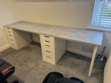 IKEA Custom Made Double Desk Alex Drawers White Grey (Can Deliver)