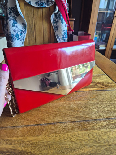 Dune red patent metal trim - red,