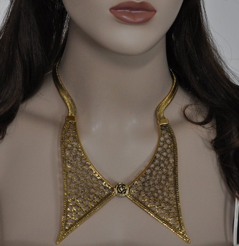 Metal necklace collar rose - metal,