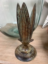 Vintage Copper Art Deco Style Leaves Design Verdigris Candle Stick Holder
