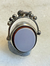 ANTIQUE VICTORIAN WHITE METAL SPINNING FOB SEAL 2 M X 2.6 CM 1880S