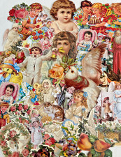Decoupage Victorian style Paper scraps x 40 ladys angels flowers cats horses