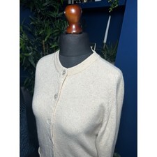 Vintage N. Peal 100% Pure Cashmere Made In Scotland Beige Cardigan Medium