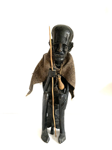 Wooden old man carved vintage - wooden,