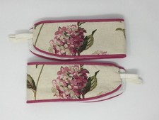 One Pair Handmade Laura Ashley Hydrangea Pink Curtain Tie Backs Piped Cerise