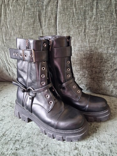 Women black chunky biker - women's,