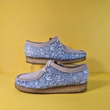 Clarks Originals Women’s Wallabee Shoes UK 7 Stone Suede Blue Paisley Print