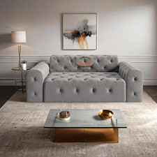 Ark Future ltalian 2-Seater Chesterfield Fully Upholstered Sofa in Plush Velvet