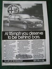 ALFA ROMEO GIULIETTA CAR ROAD AND FAMILIES CARE 1984 ADVERT APPRO A4 SIZE FILE 5