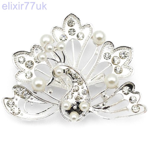 New large silver peacock - peacock, pin