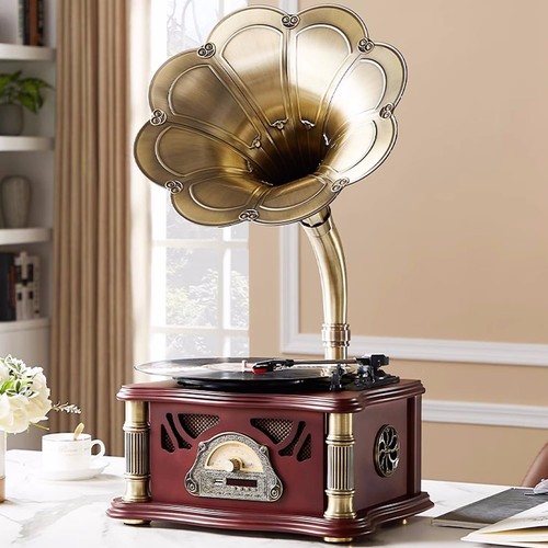 Vintage gramophone with - gramophone,