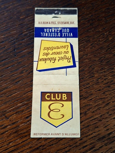Vintage matchbook club e - vintage,