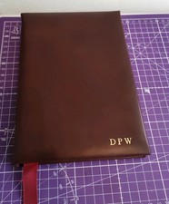 Aspinal of London A5 Leather Notebook Journal with DPW Logo  Brown