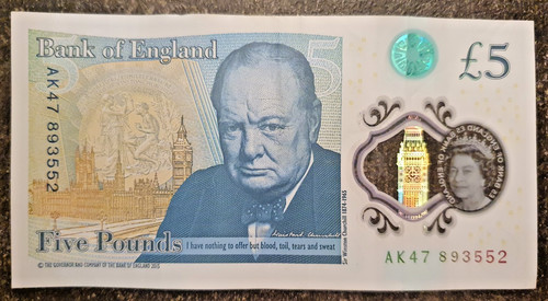 Bank england five pound - of,
