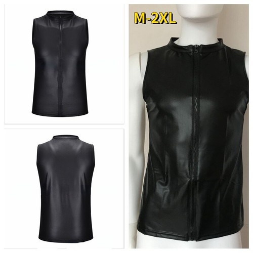 Men faux leather matte vest - matte,